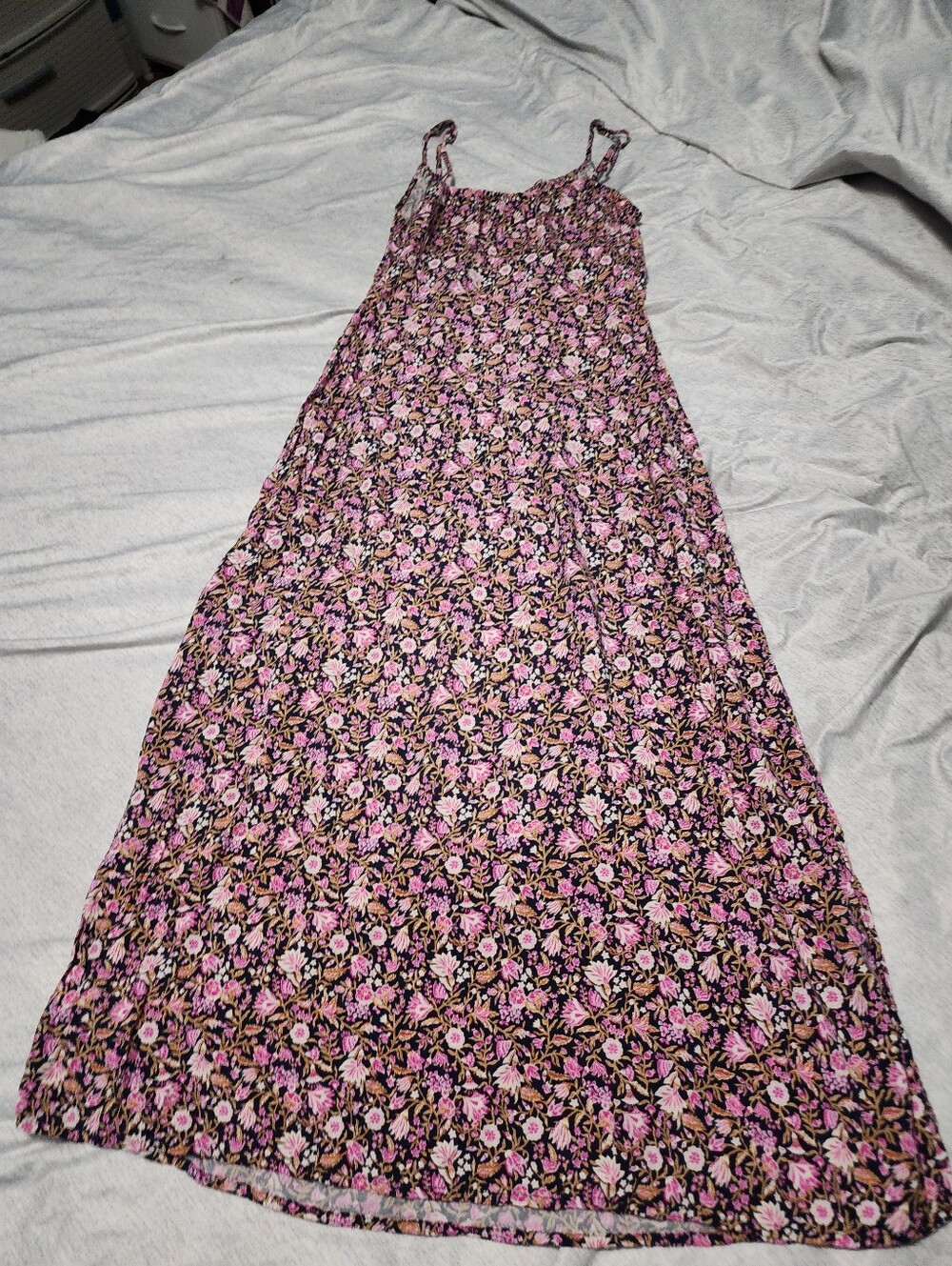 Old Navy Pink Floral Maxi Dress with Spaghetti Straps